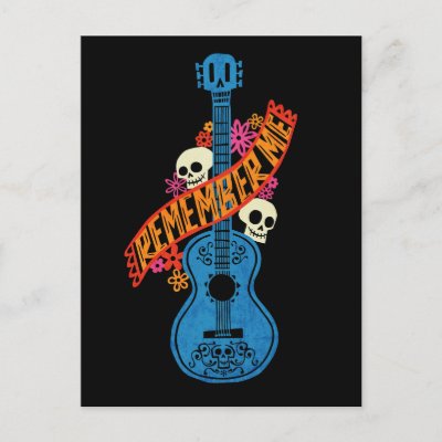 Disney Pixar Coco | Guitar Sugar Skulls Typography Postcard