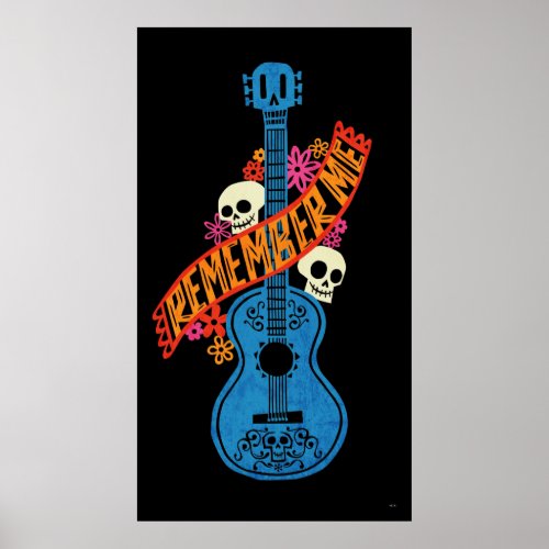 Disney Pixar Coco  Guitar Sugar Skulls Typography Poster