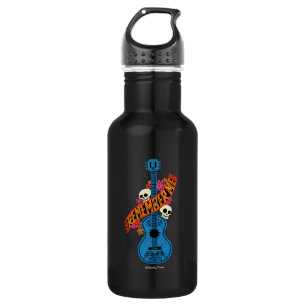 Disney Pixar Coco Guitar Sugar Skulls Typography Stainless Steel Water Bottle