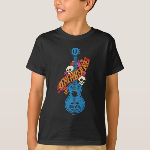 Disney Pixar Coco  Guitar Sugar Skulls Typography T_Shirt