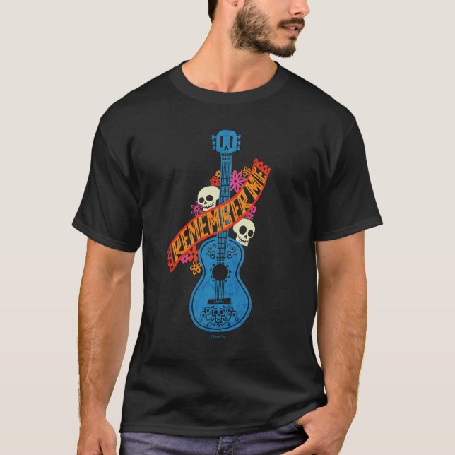 Disney Pixar Coco | Guitar Sugar Skulls Typography T-Shirt (Front)