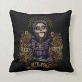 Disney Pixar Coco, Colorful Ornate Skull Guitar Throw Pillow, Zazzle