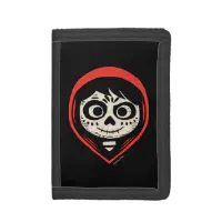 Trifold black and Día de los Muertos print wallet red black and shops white