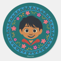 Disney Pixar Coco | Miguel | Floral Graphic Classic Round Sticker