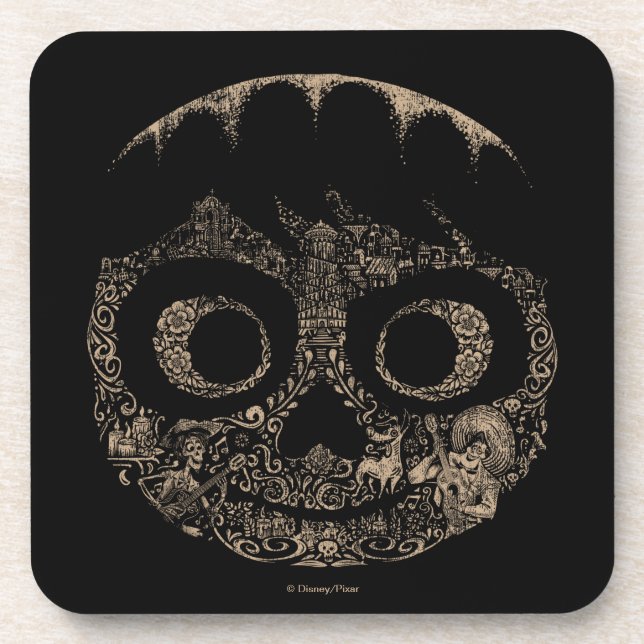 Disney Pixar Coco | Miguel | Ornate Skull Graphic Drink Coaster (Front)