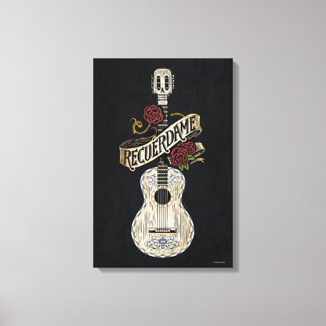 Disney Pixar Coco | Rustic Recuerdame Guitar Canvas Print (Front)