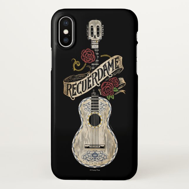 Disney Pixar Coco | Rustic Recuerdame Guitar iPhone Case (Back)