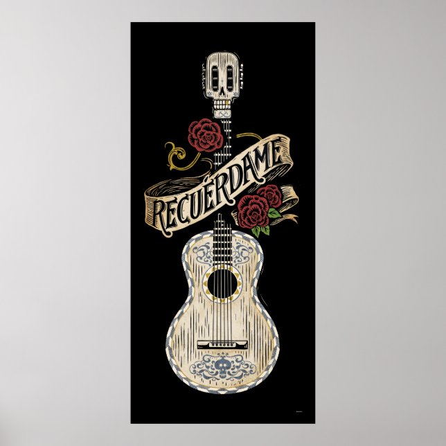 Disney Pixar Coco | Rustic Recuerdame Guitar Poster (Front)