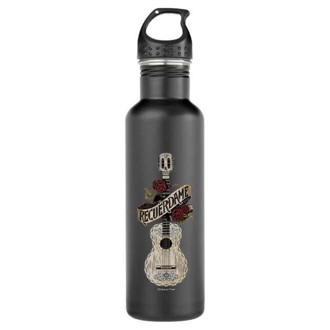 Disney Pixar Coco | Rustic Recuerdame Guitar Stainless Steel Water Bottle (Front)