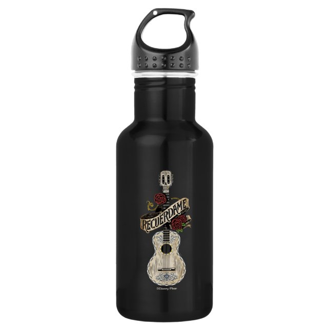 Disney Pixar Coco | Rustic Recuerdame Guitar Water Bottle (Front)