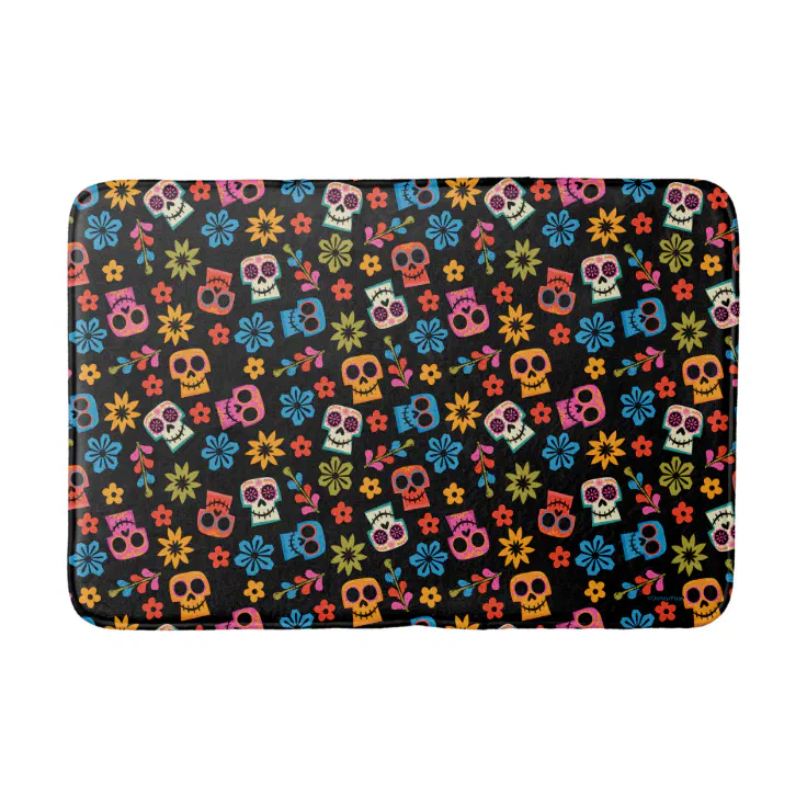 Disney Pixar Coco | Sugar Skull & Floral Pattern Bathroom Mat | Zazzle