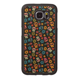 Disney Pixar Coco   Sugar Skull & Floral Pattern Carved Wood Samsung Galaxy S6 Case