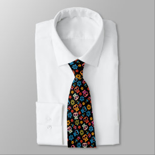 Disney Pixar Coco   Sugar Skull & Floral Pattern Neck Tie