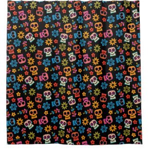 Disney Pixar Coco   Sugar Skull & Floral Pattern Shower Curtain