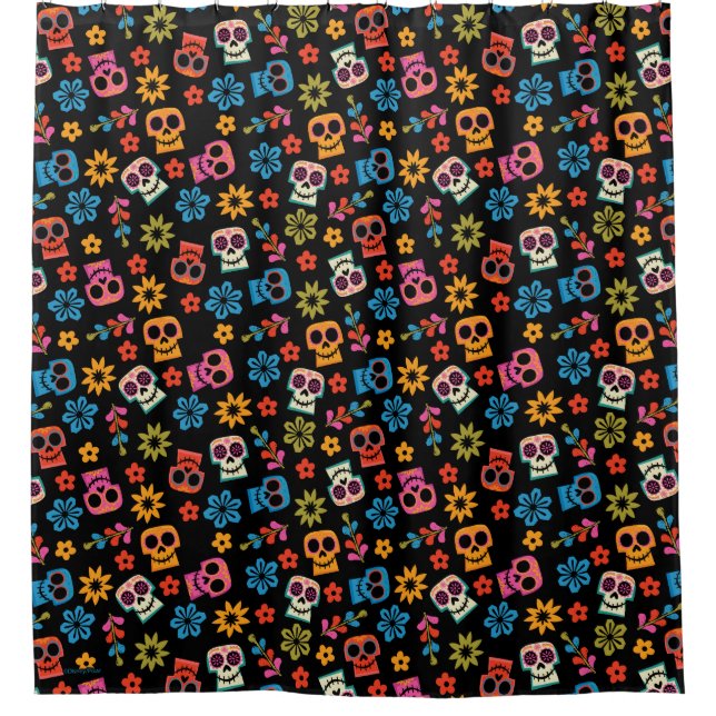 Disney Pixar Coco | Sugar Skull & Floral Pattern Shower Curtain (Front)