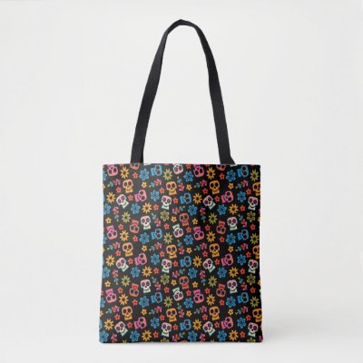 Disney Pixar Coco | Sugar Skull &amp; Floral Pattern Tote Bag