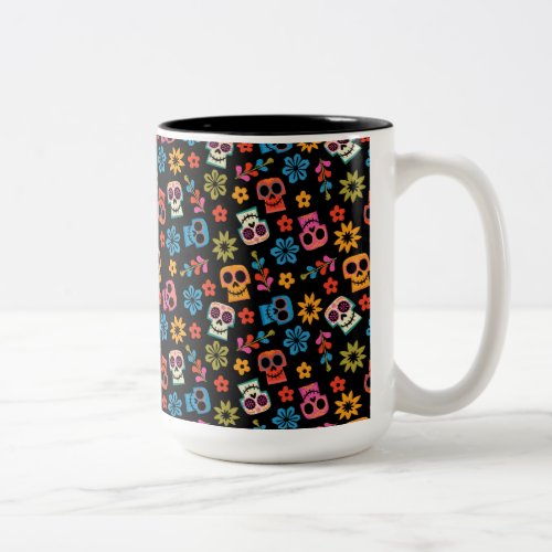 Disney Pixar Coco  Sugar Skull  Floral Pattern Two_Tone Coffee Mug