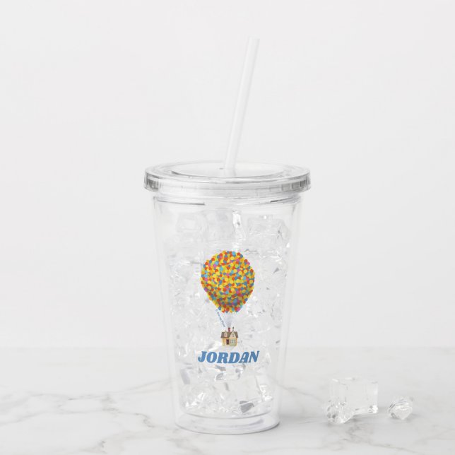 Disney Pixar UP | Balloon House in Clouds - Name Acrylic Tumbler (Back Ice)