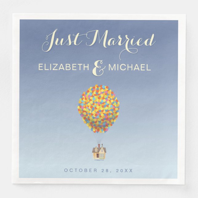 Disney Pixar Up Wedding | Just Married Paper Dinner Napkins (Front)