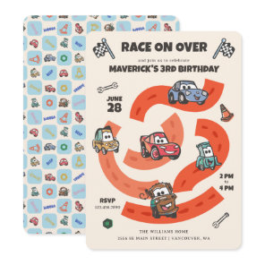 Disney Pixar's Cars Birthday Race Car Invitation