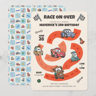 Disney Pixar's Cars Birthday Race Car Invitation