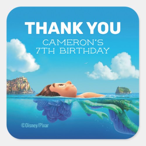 Disney Pixars Luca Birthday Thank You Square Sticker