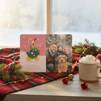Disney Pluto Woof Merry Christmas Photo Holiday Card