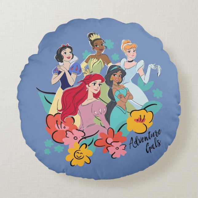 Disney Princess Adventure Gals Round Pillow (Front)
