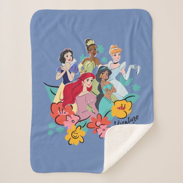 Disney Princess Adventure Gals Sherpa Blanket (Front)