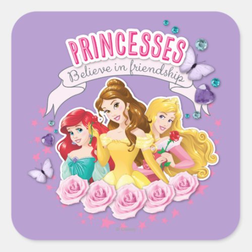 Disney Princess  Ariel Belle and Aurora Square Sticker