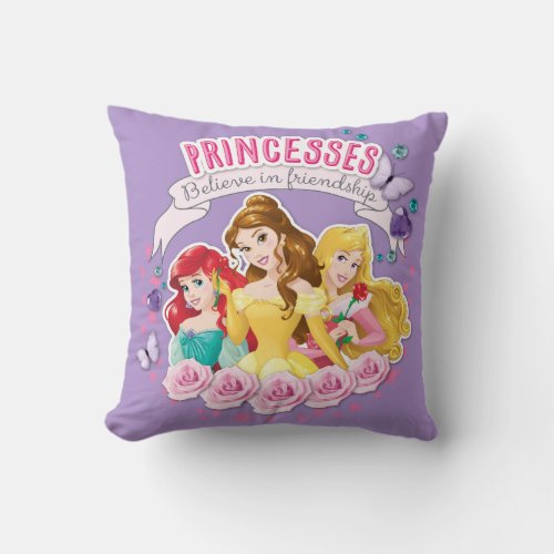 Disney Princess  Ariel Belle and Aurora Throw Pillow