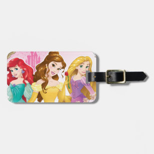 Natural Color leather luggage tag with gold imprint & buckles (PRINCESS)  style