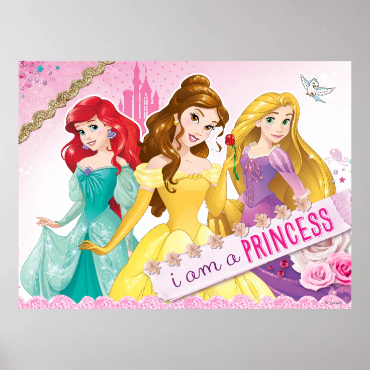 Disney Princess Ariel Belle And Rapunzel Poster Zazzle