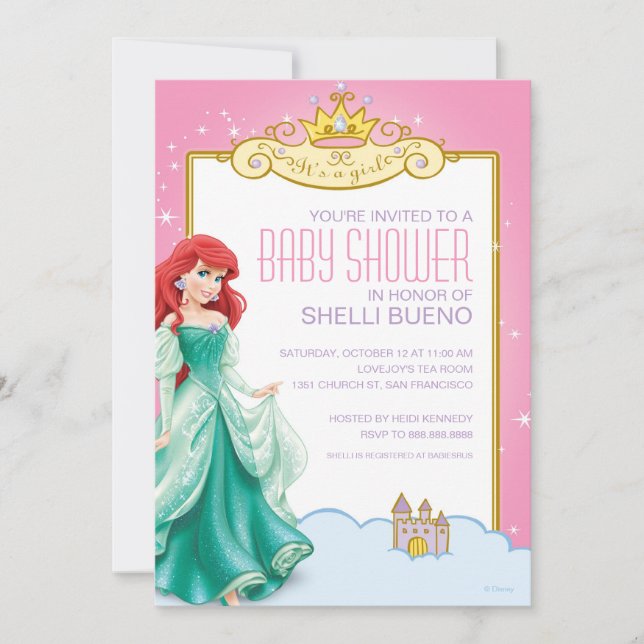 Disney Princess Ariel It's a Girl Baby Shower Invitation (Front)