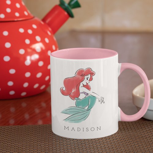 Disney Princess Ariel Watercolor  Add Your Name Mug