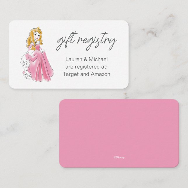 Disney Princess Aurora | Baby Shower Gift Registry Enclosure Card (Front/Back)