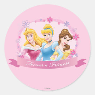 Disney Princess Aurora, Cinderella and Belle Classic Round Sticker