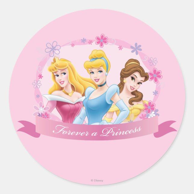 Disney Princess | Aurora, Cinderella and Belle Classic Round Sticker (Front)