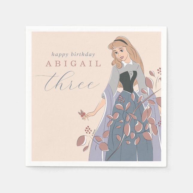 Disney Princess Aurora | Floral Birthday Napkins (Front)