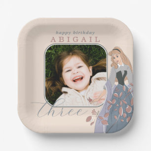 Disney Princess Aurora Floral Birthday Photo Paper Plates