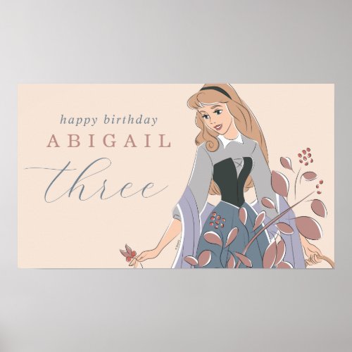 Disney Princess Aurora  Floral Birthday Poster