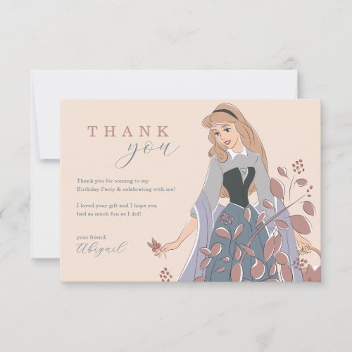 Disney Princess Aurora  Floral Birthday Thank You Card