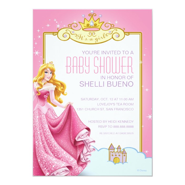 disney princess aurora it's a girl baby shower invitation  zazzle