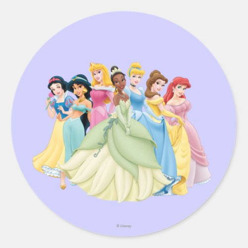 Disney Princess  Aurora Tiana Cinderella Center Classic Round Sticker