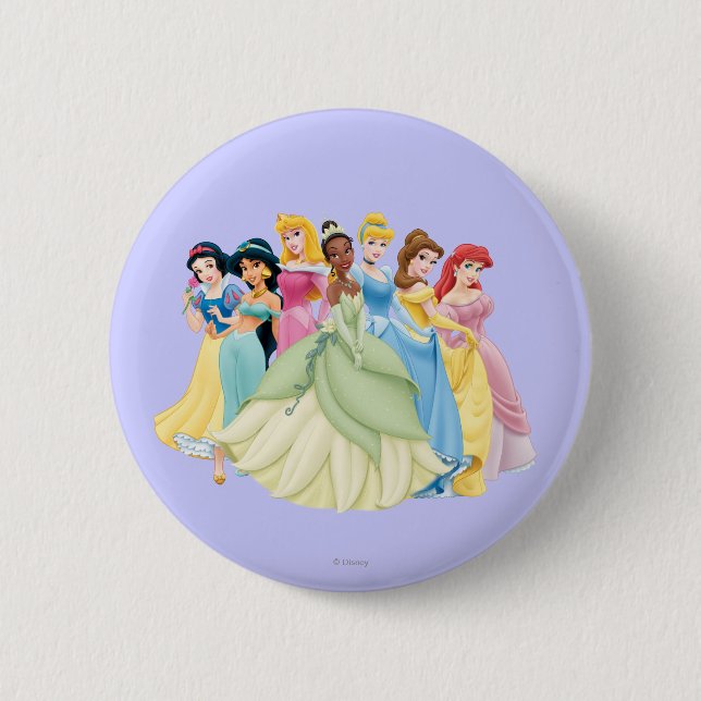 Disney Princess | Aurora, Tiana, Cinderella Center Pinback Button (Front)