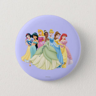 Disney Princess   Aurora, Tiana, Cinderella Center Pinback Button