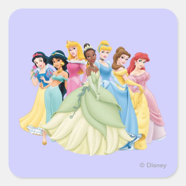Disney Princess | Aurora, Tiana, Cinderella Center Square Sticker (Front)