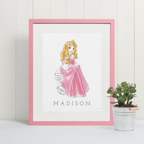 Disney Princess Aurora Watercolor  Girl Nursery Poster