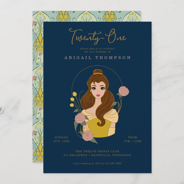 Disney Princess Belle | 21st Birthday Invitation (Front/Back)