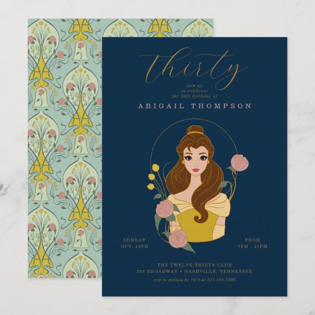 Disney Princess Belle | 30th Birthday Invitation (Front/Back)